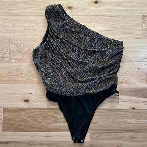 Lulus Shiny One Shoulder Stretch Bodysuit | XL
